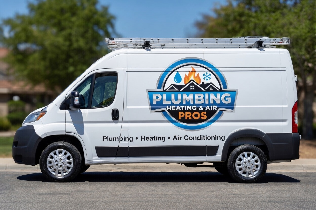 Local plumbing heating and air service van serving Santa Paula