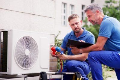 Outdoor AC Installation Santa Paula HVAC technicians installing an outdoor air conditioning unit in Santa Paula